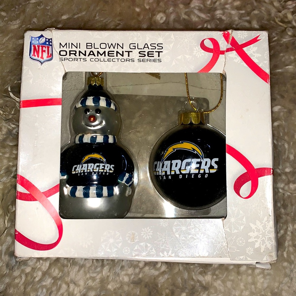 COPY - NFL Mini Blown Glass Chargers Ornaments